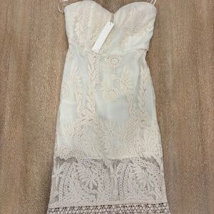 Line & Dot Ivory Lace Strapless Lace Midi Dress XS NWT Boho Bridal
